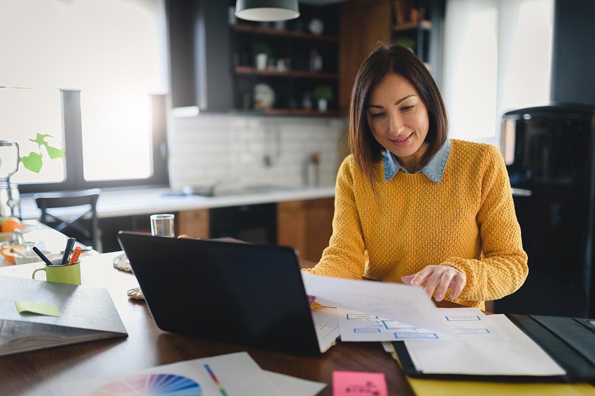 woman working productively from home
