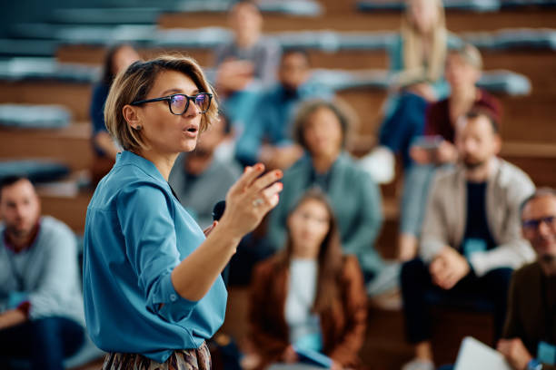 woman public speaking